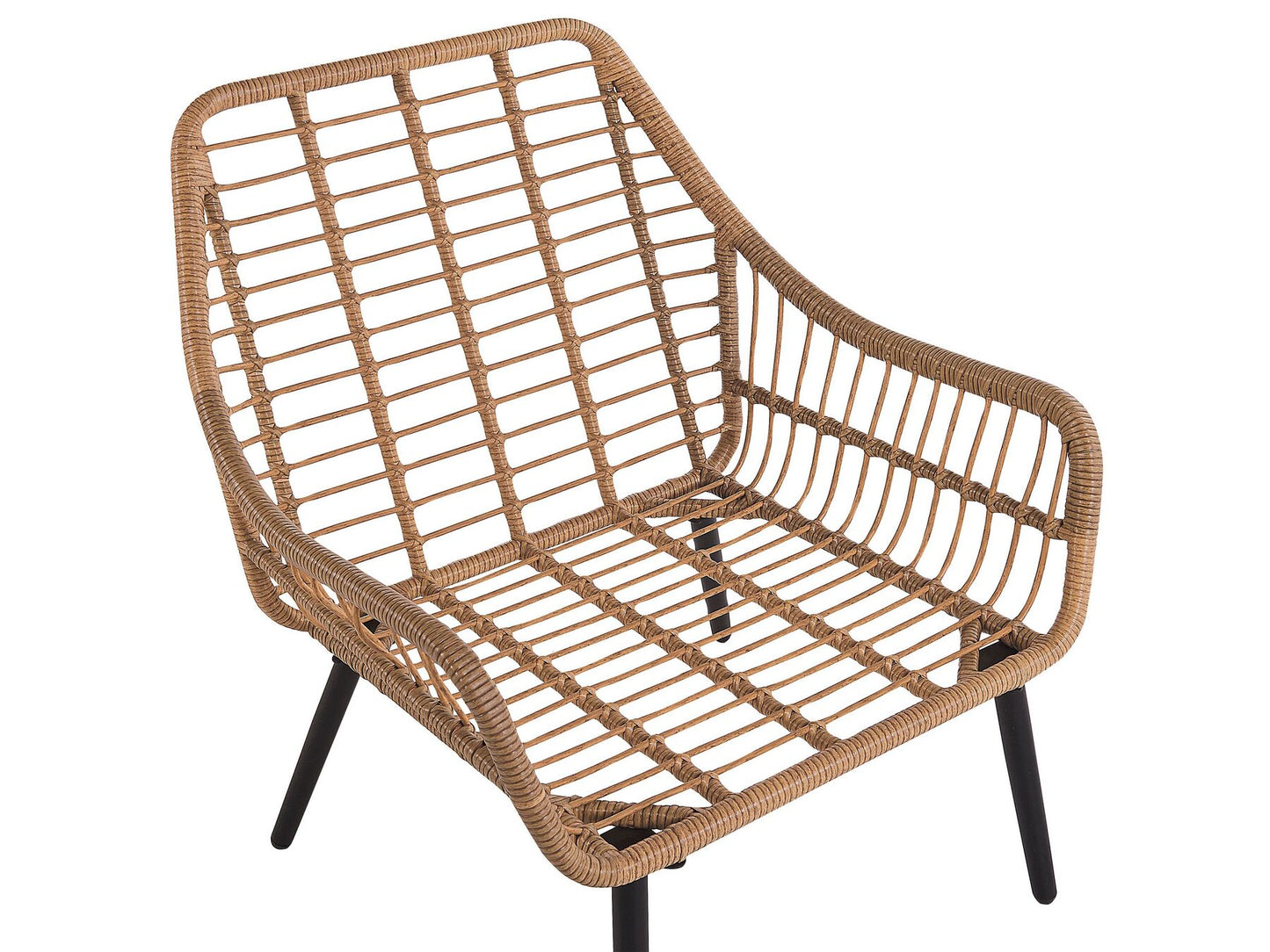 Bistro Set with Cushions LAURETO PE Rattan Natural