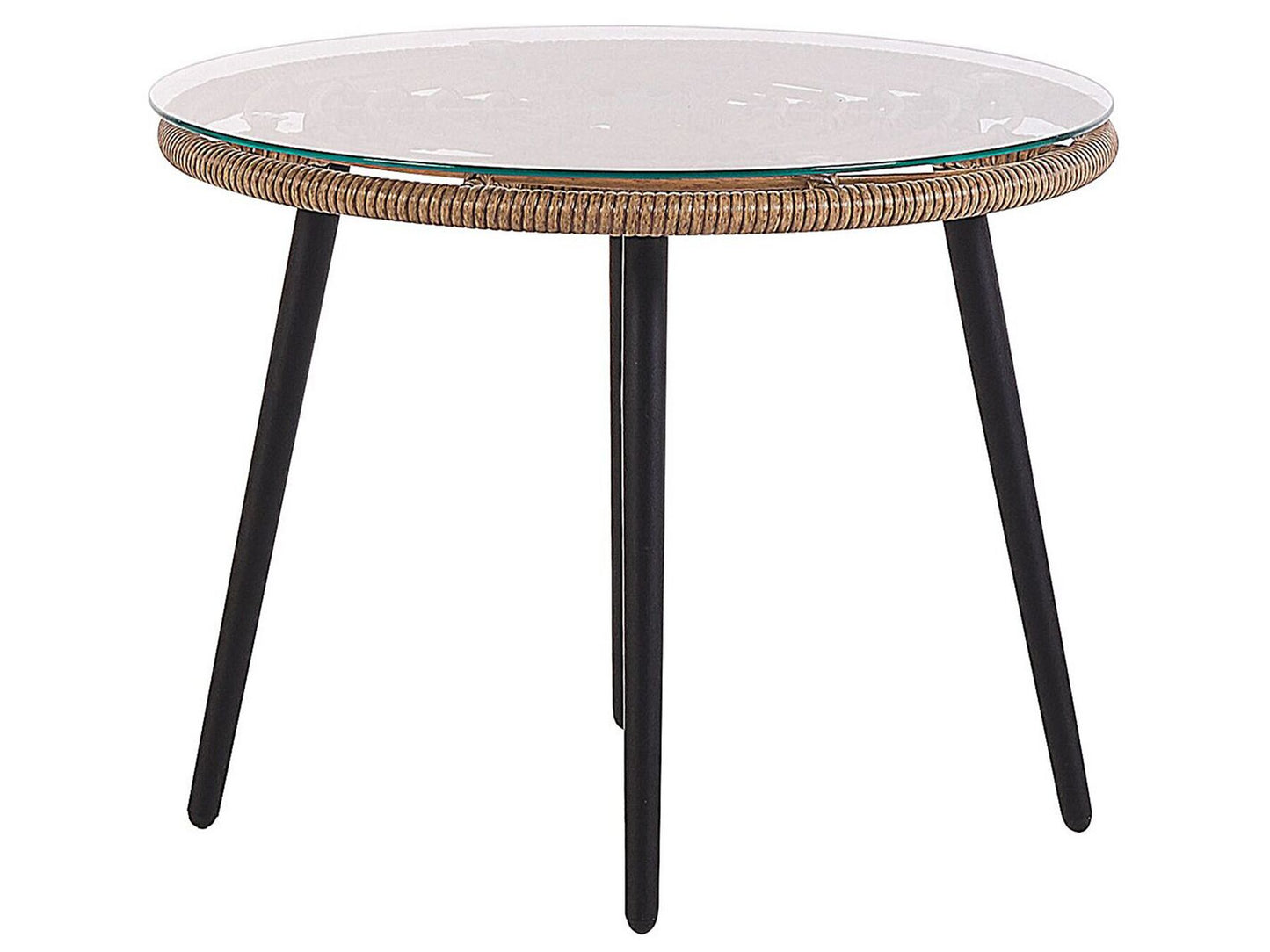 Bistro Set with Cushions LAURETO PE Rattan Natural