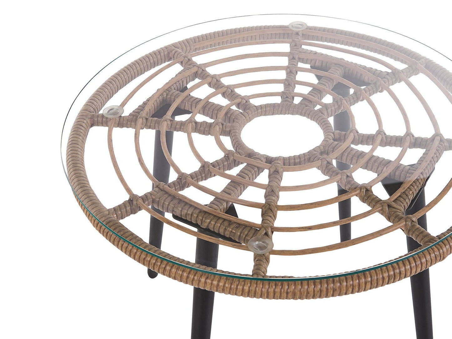 Bistro Set with Cushions LAURETO PE Rattan Natural