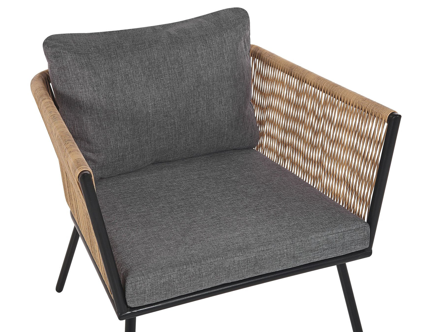 Bistro Set with Cushions GARGANO PE Rattan Light Brown