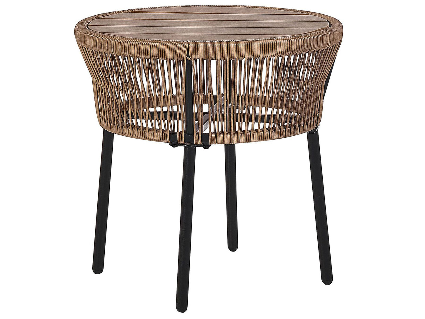Bistro Set with Cushions GARGANO PE Rattan Light Brown