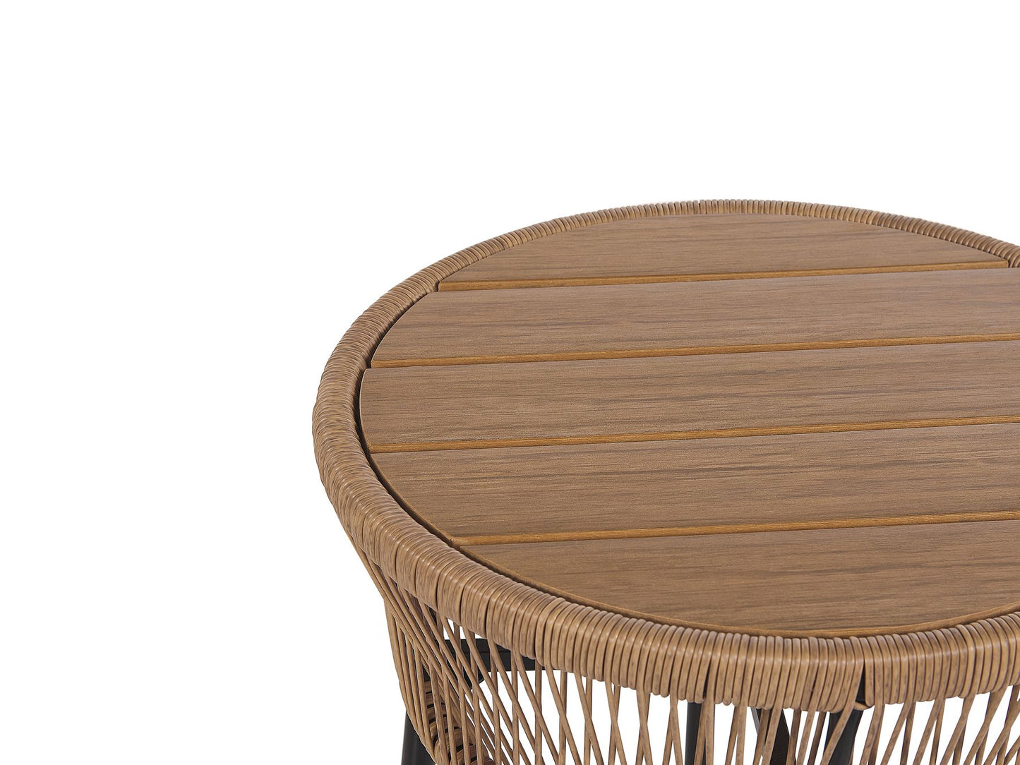 Bistro Set with Cushions GARGANO PE Rattan Light Brown