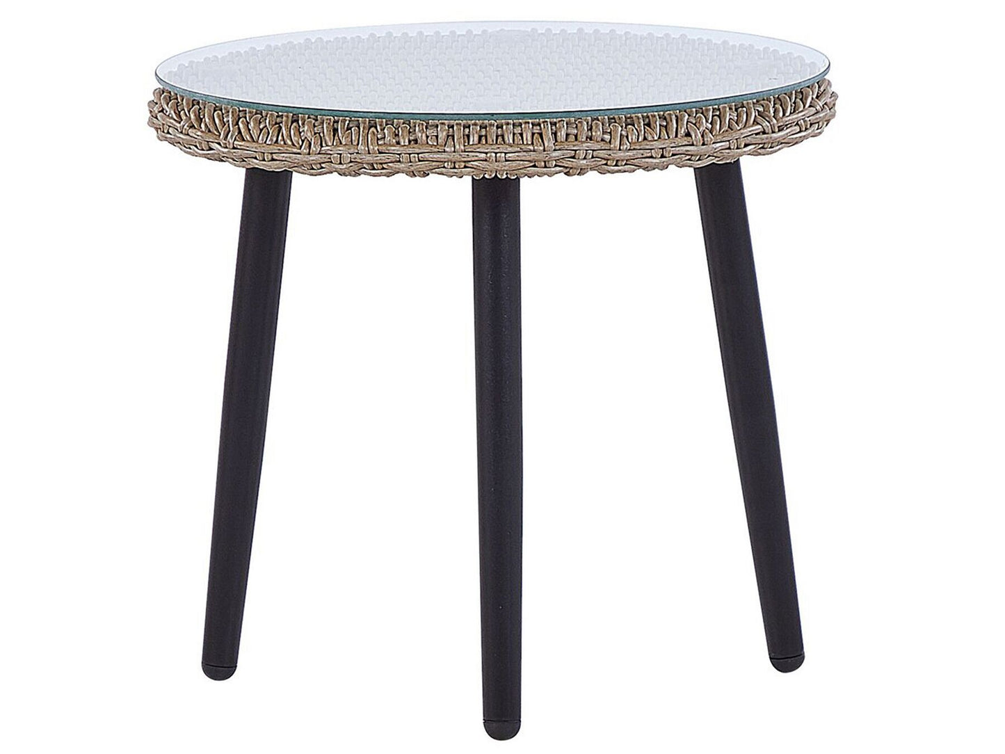 Bistro Set with Cushions ORTIGIA PE Rattan Light Beige Beige