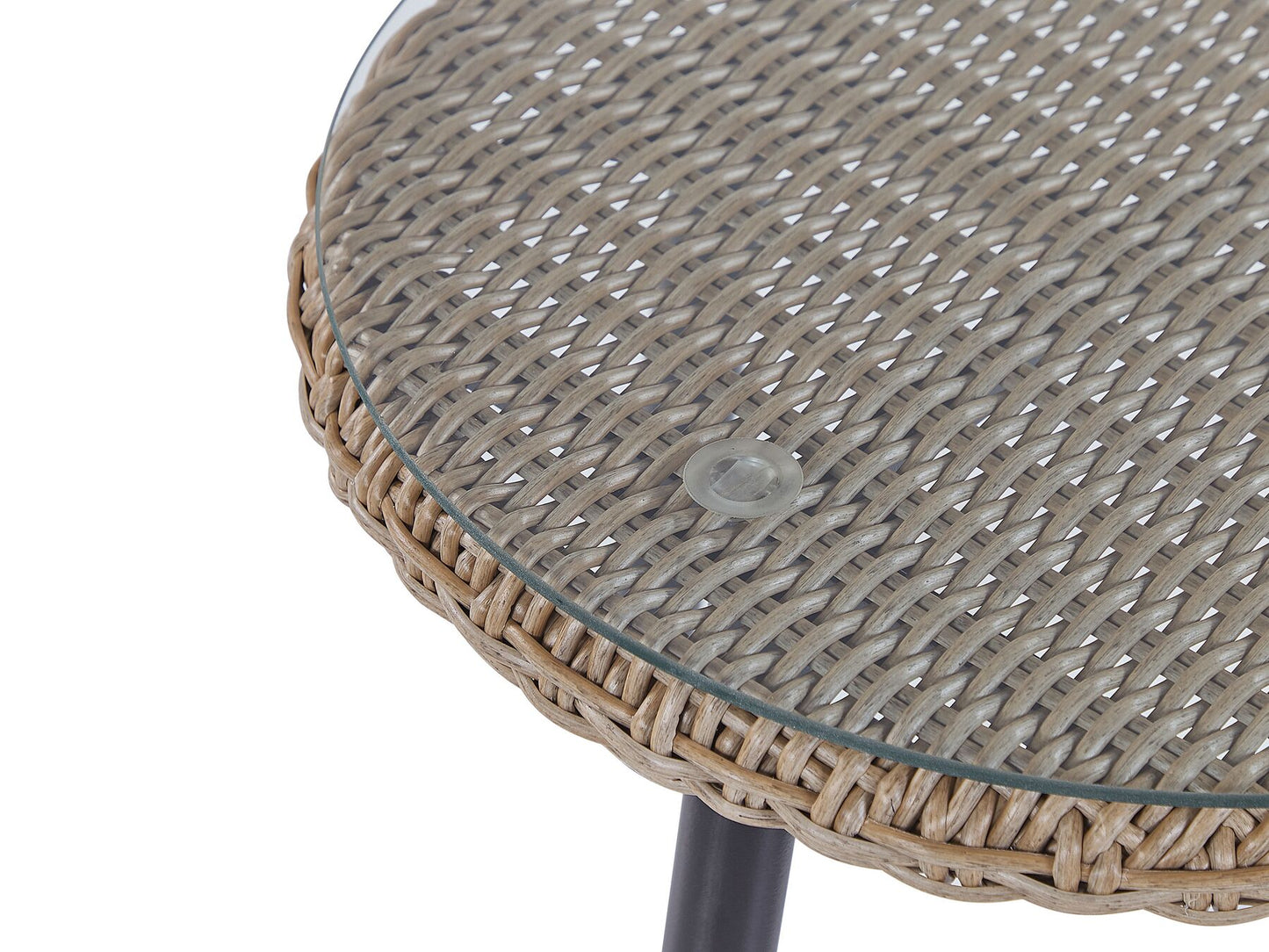 Bistro Set with Cushions ORTIGIA PE Rattan Light Beige Beige