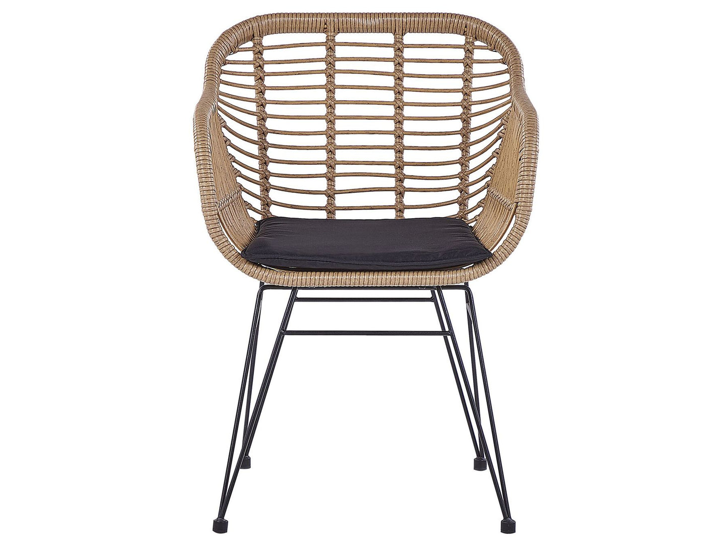 Bistro Set with Cushions TROPEA II PE Rattan Natural