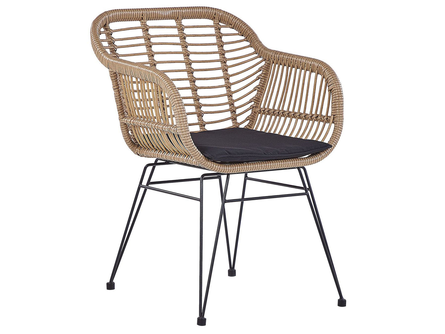 Bistro Set with Cushions TROPEA II PE Rattan Natural