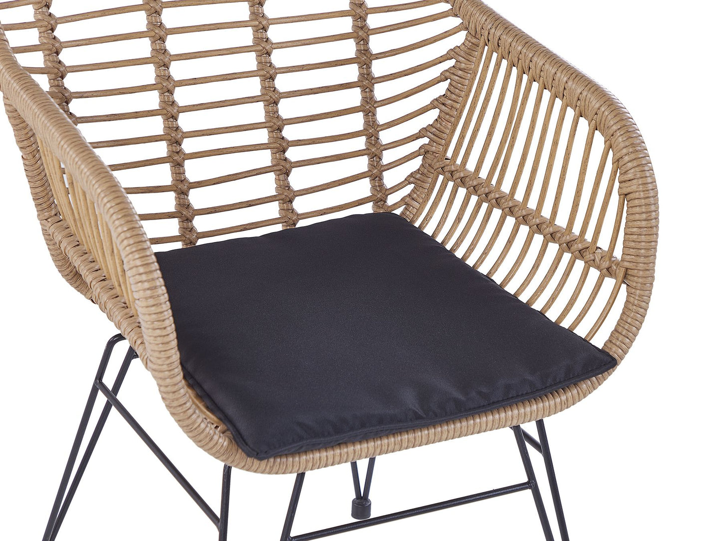 Bistro Set with Cushions TROPEA II PE Rattan Natural