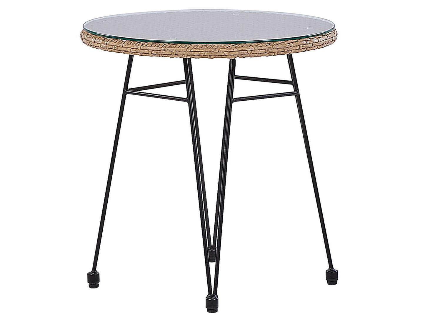 Bistro Set with Cushions TROPEA II PE Rattan Natural