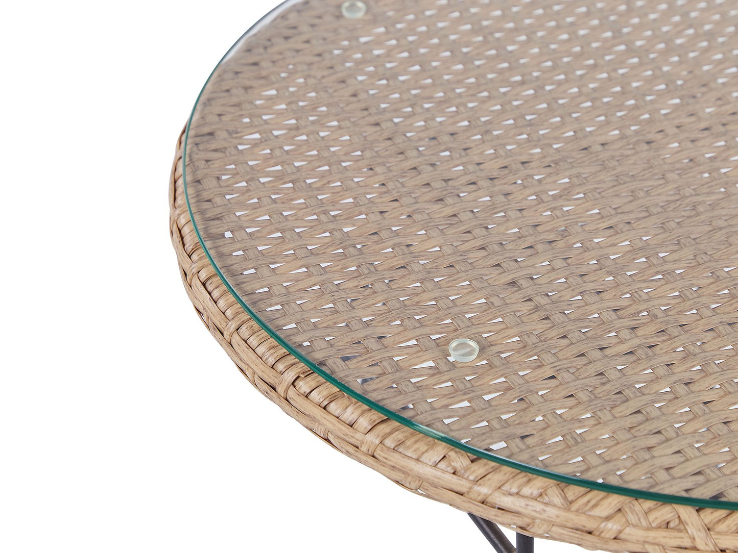 Bistro Set with Cushions TROPEA II PE Rattan Natural