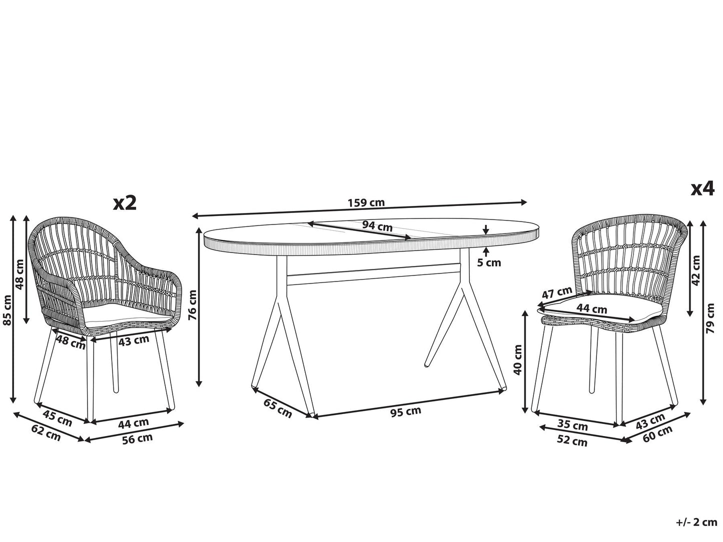 Garden Dining Set 6 Seater ALIANO II with Cushions PE Rattan Beige