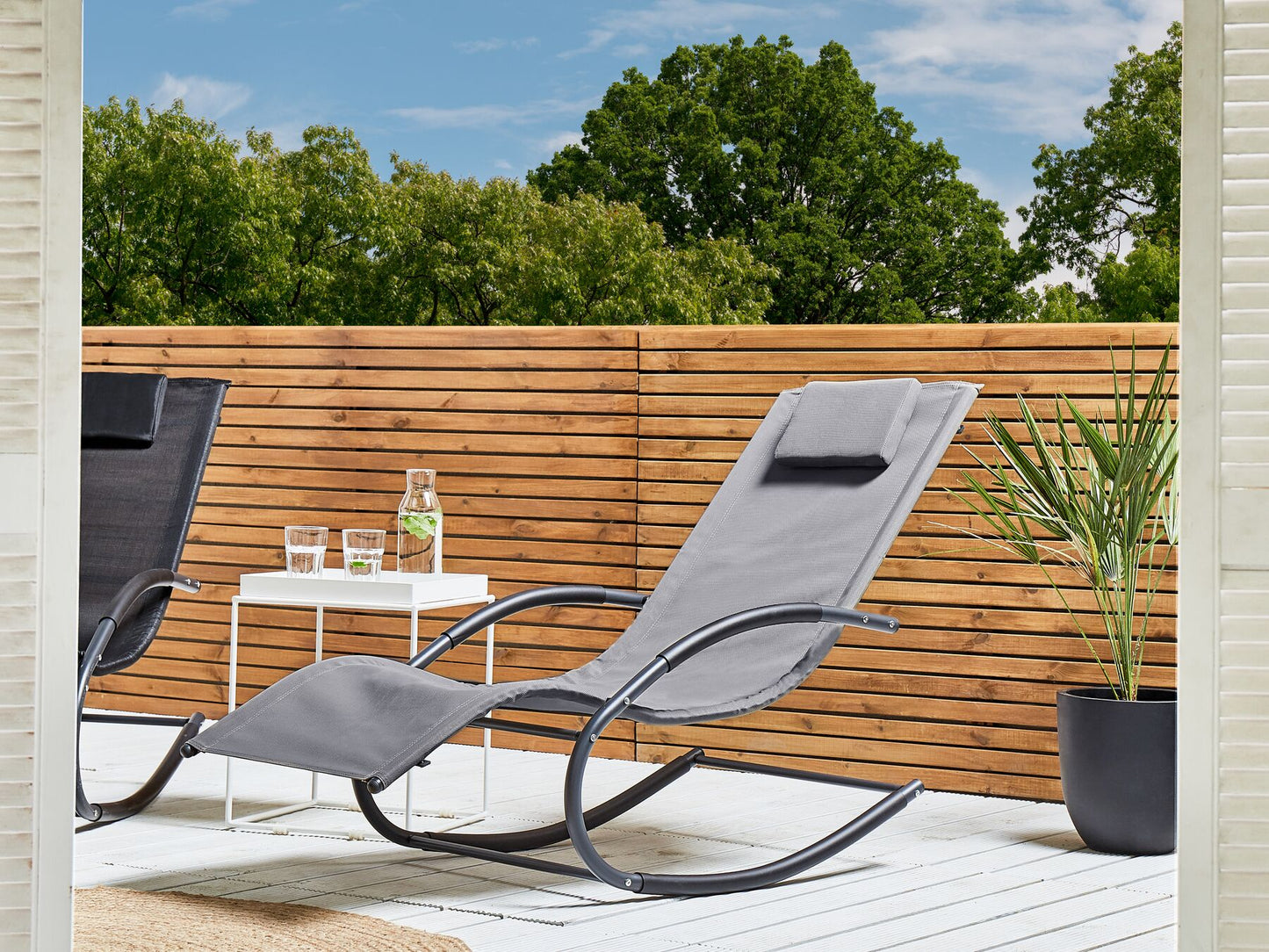 Steel Rocking Sun Lounger Light Grey CARANO II
