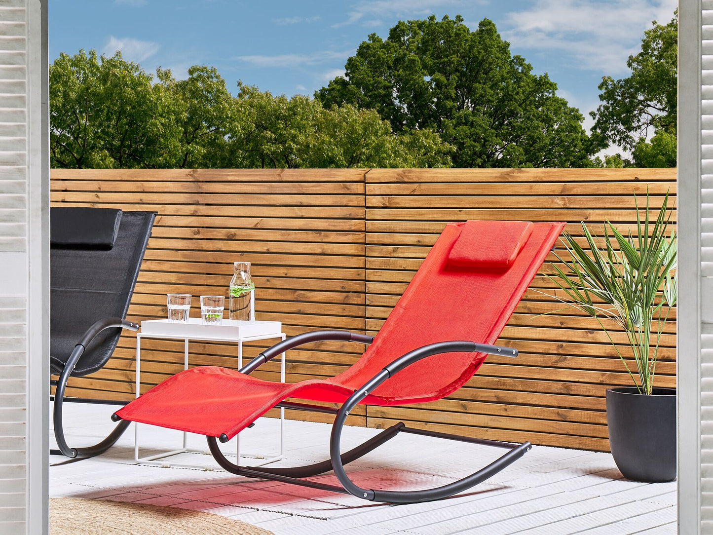 Steel Rocking Sun Lounger Red CARANO II