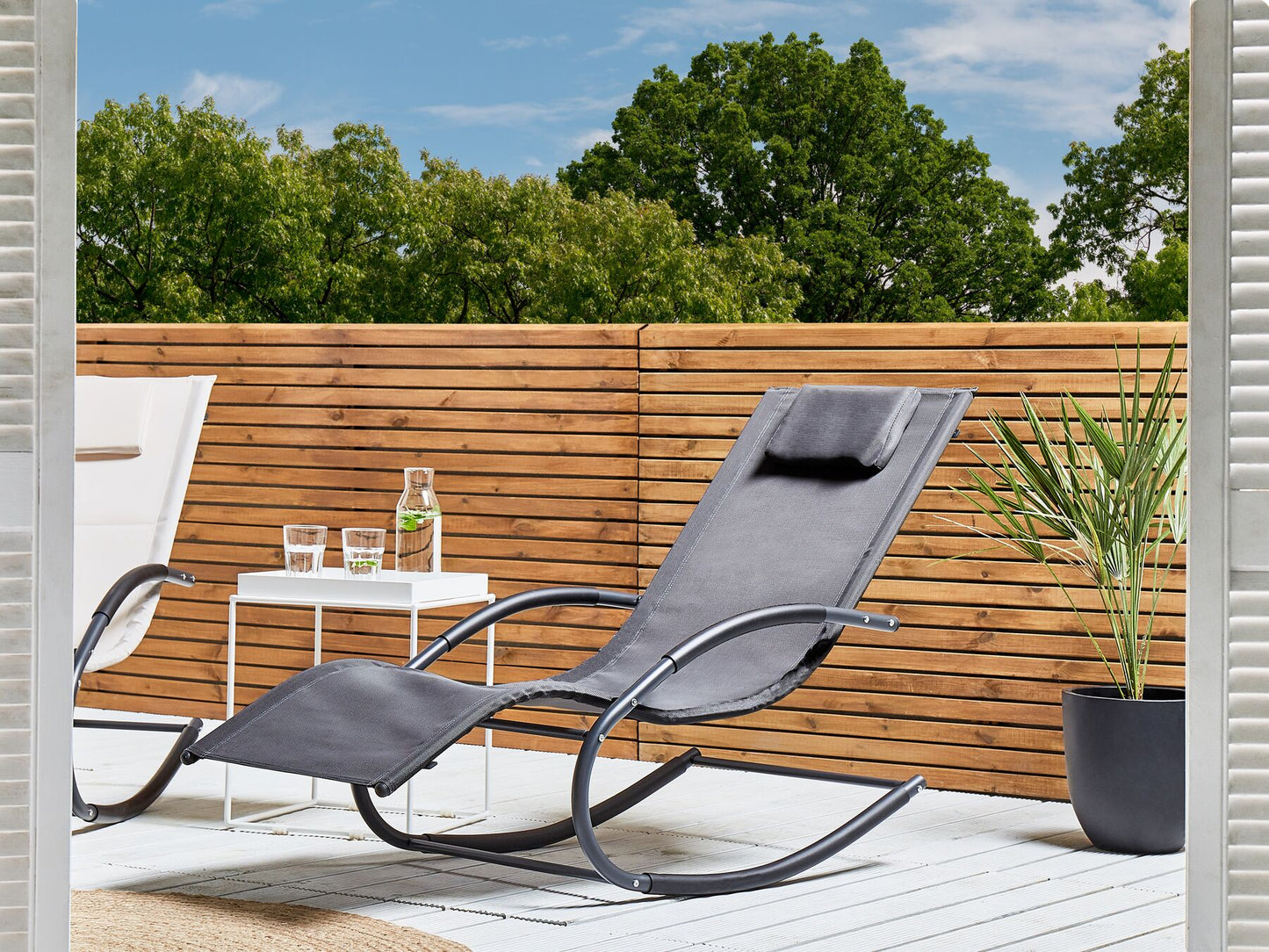 Steel Rocking Sun Lounger Grey CARANO II