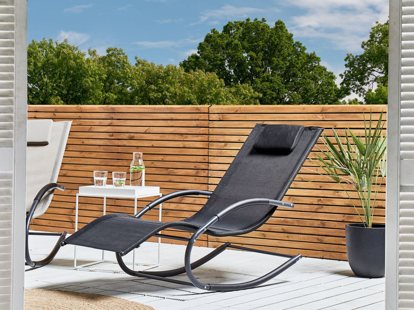 Steel Rocking Sun Lounger Black CARANO II