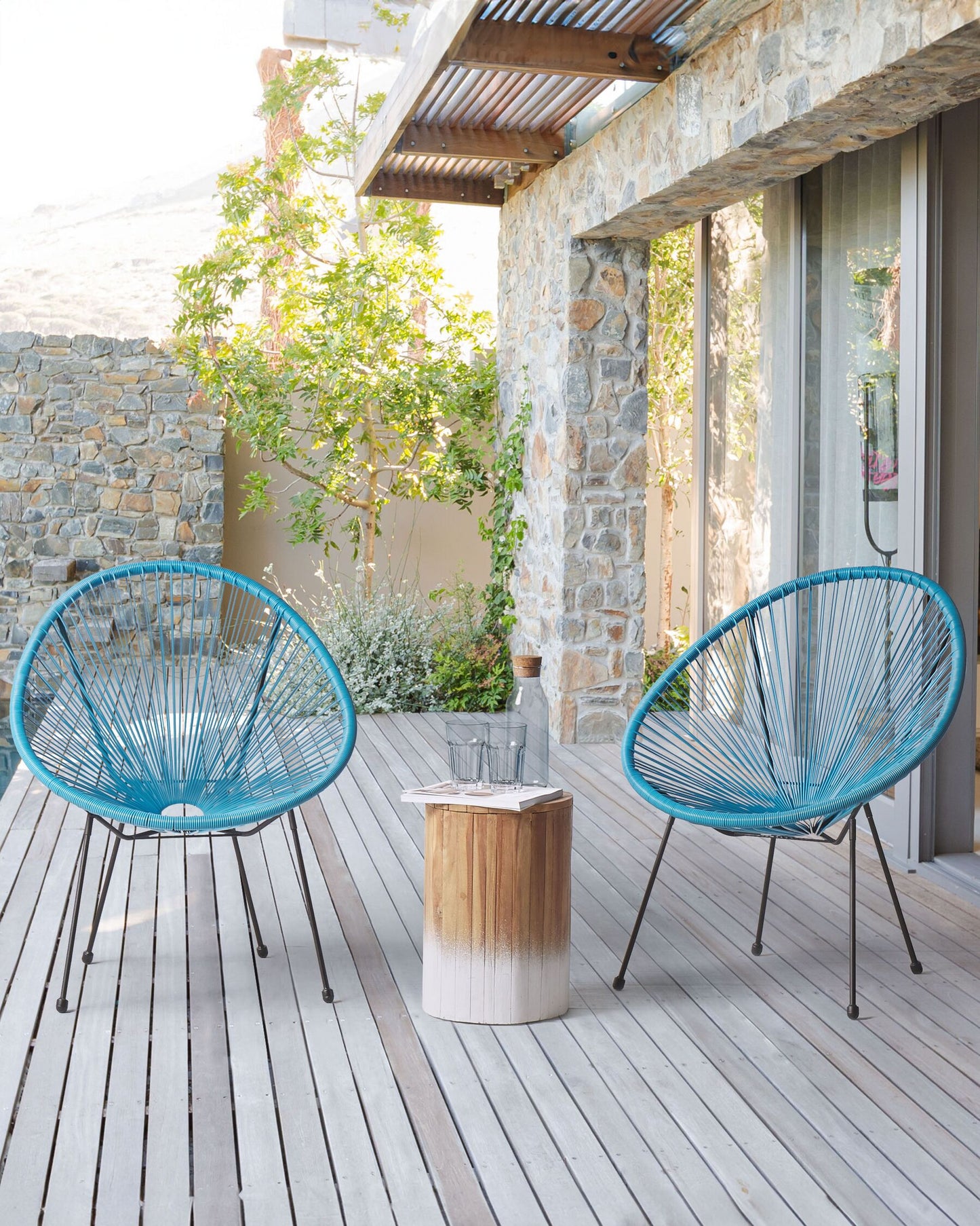 Set of 2 Garden Chairs ACAPULCO II PE Rattan Blue