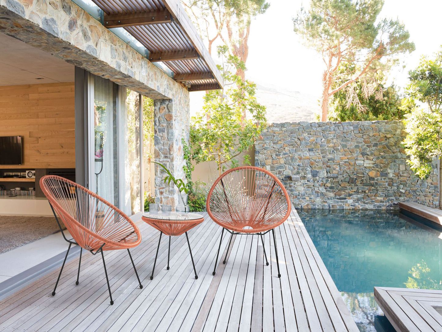 Bistro Set ACAPULCO II PE Rattan Orange