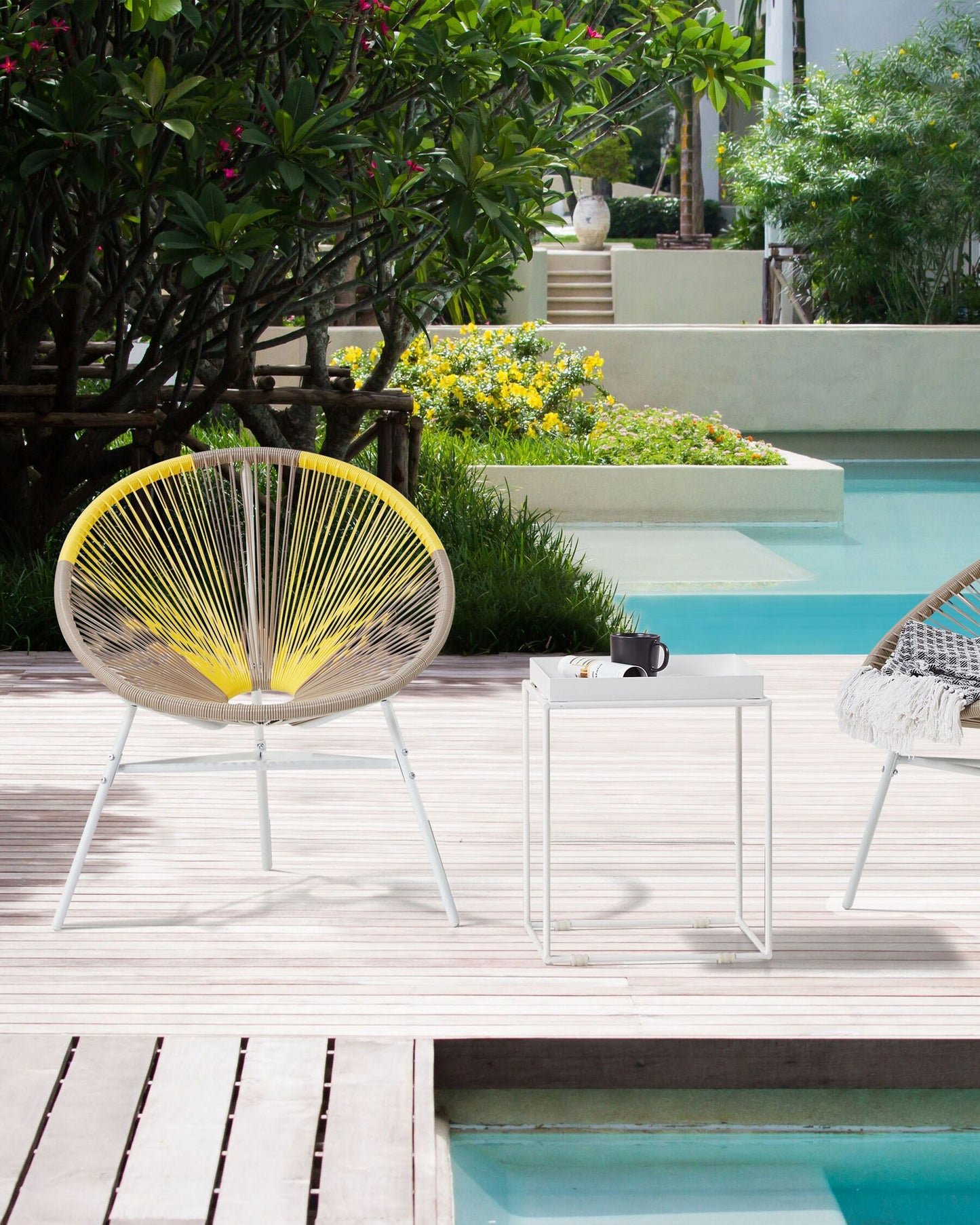 Set of 2 Garden Chairs Rattan Taupe