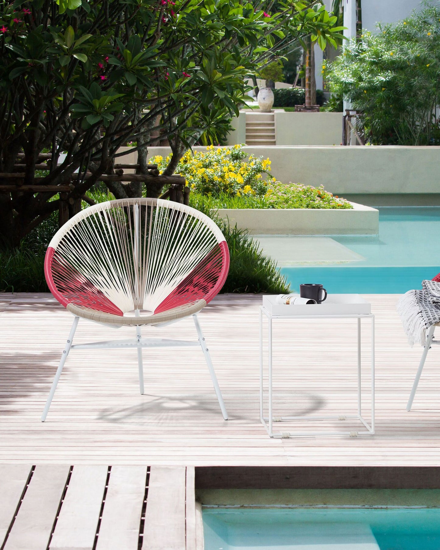 Set of 2 Garden Chairs ACAPULCO PE Rattan Fuchsia Pink