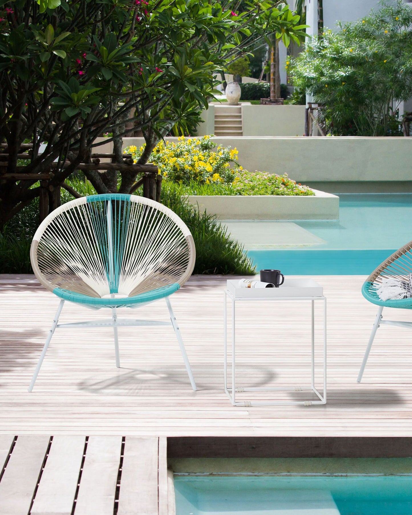 Set of 2 Garden Chairs ACAPULCO PE Rattan White