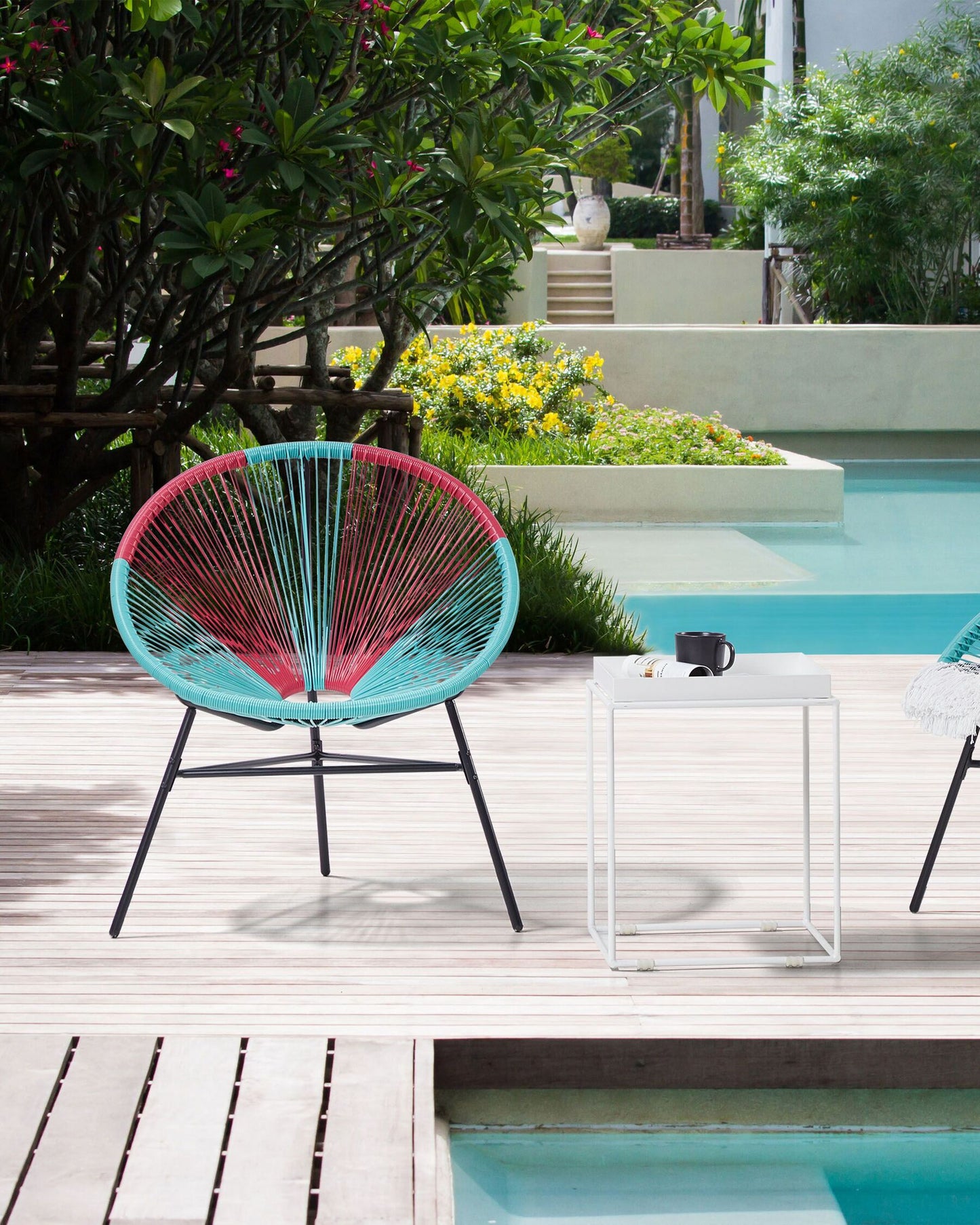 Set of 2 Garden Chairs ACAPULCO PE Rattan Turquoise