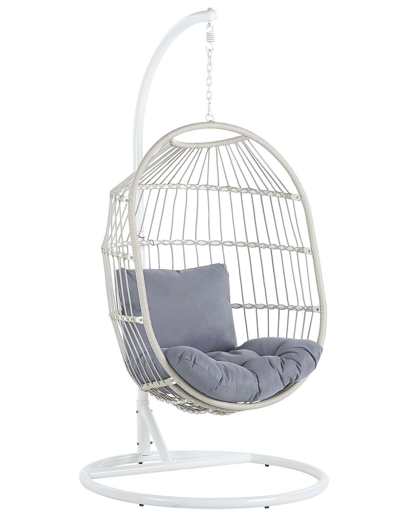 hanging chair with stand alba pe rattan white