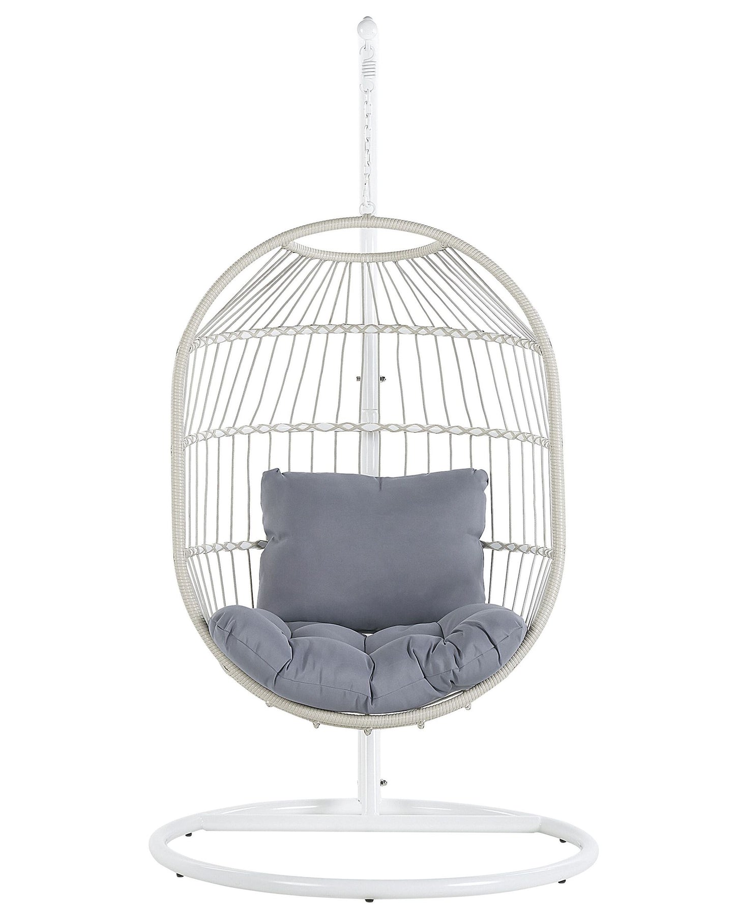 hanging chair with stand alba pe rattan white