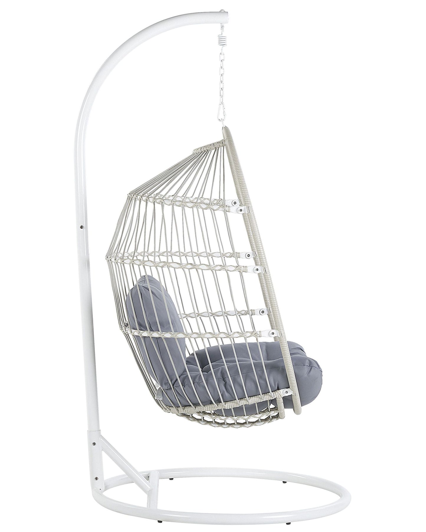 hanging chair with stand alba pe rattan white
