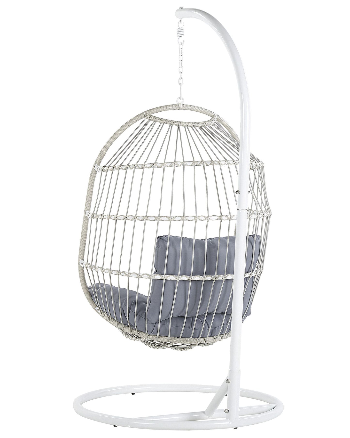 hanging chair with stand alba pe rattan white