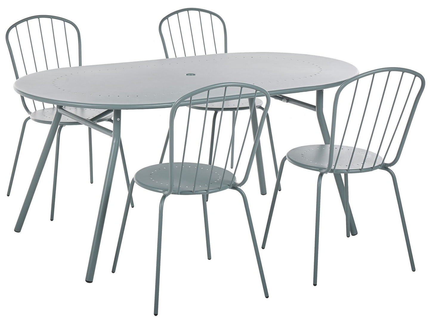 Garden Dining Set 4 Seater CALVI Metal Light Blue