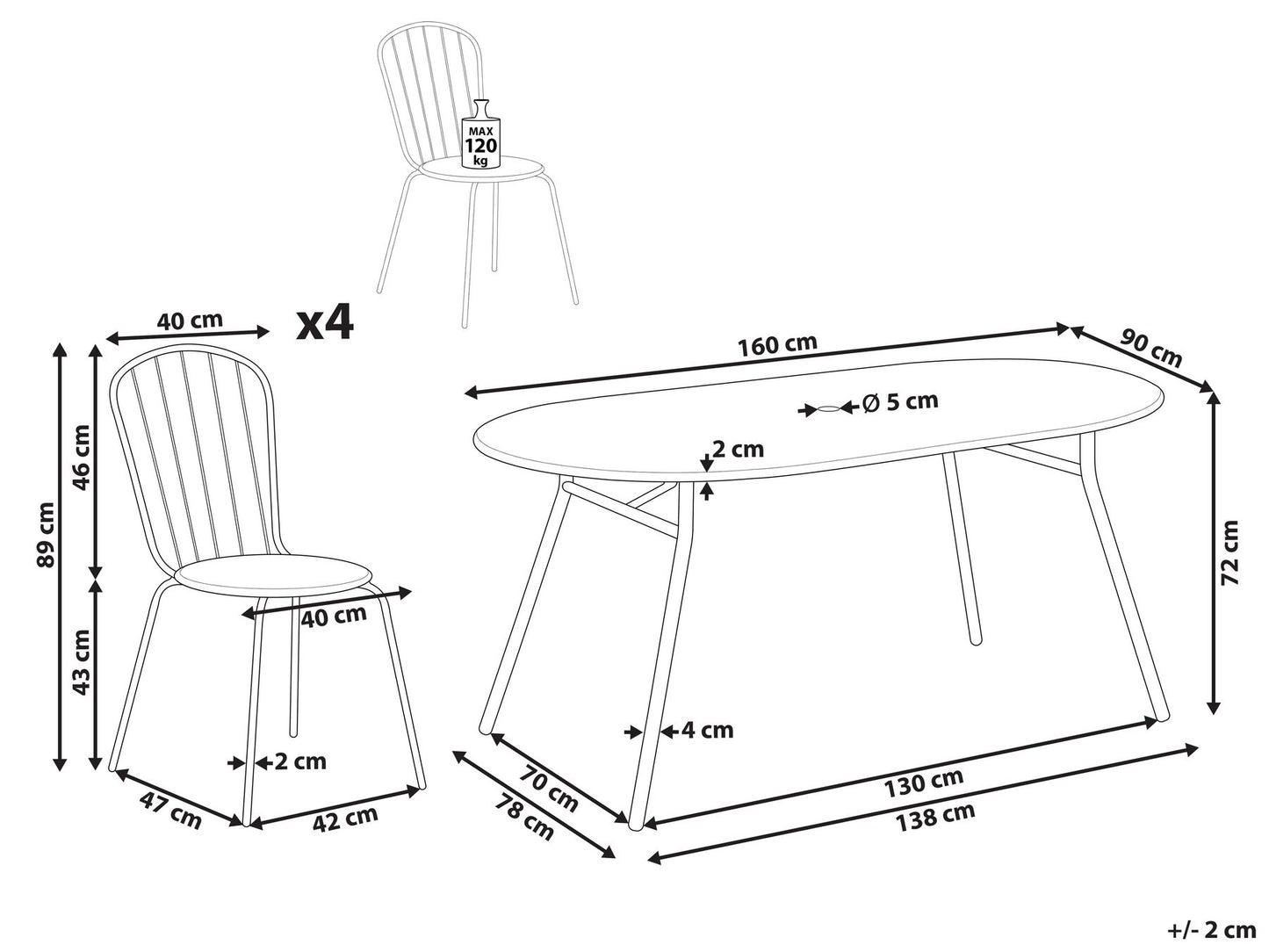 Garden Dining Set 4 Seater CALVI Metal Light Blue