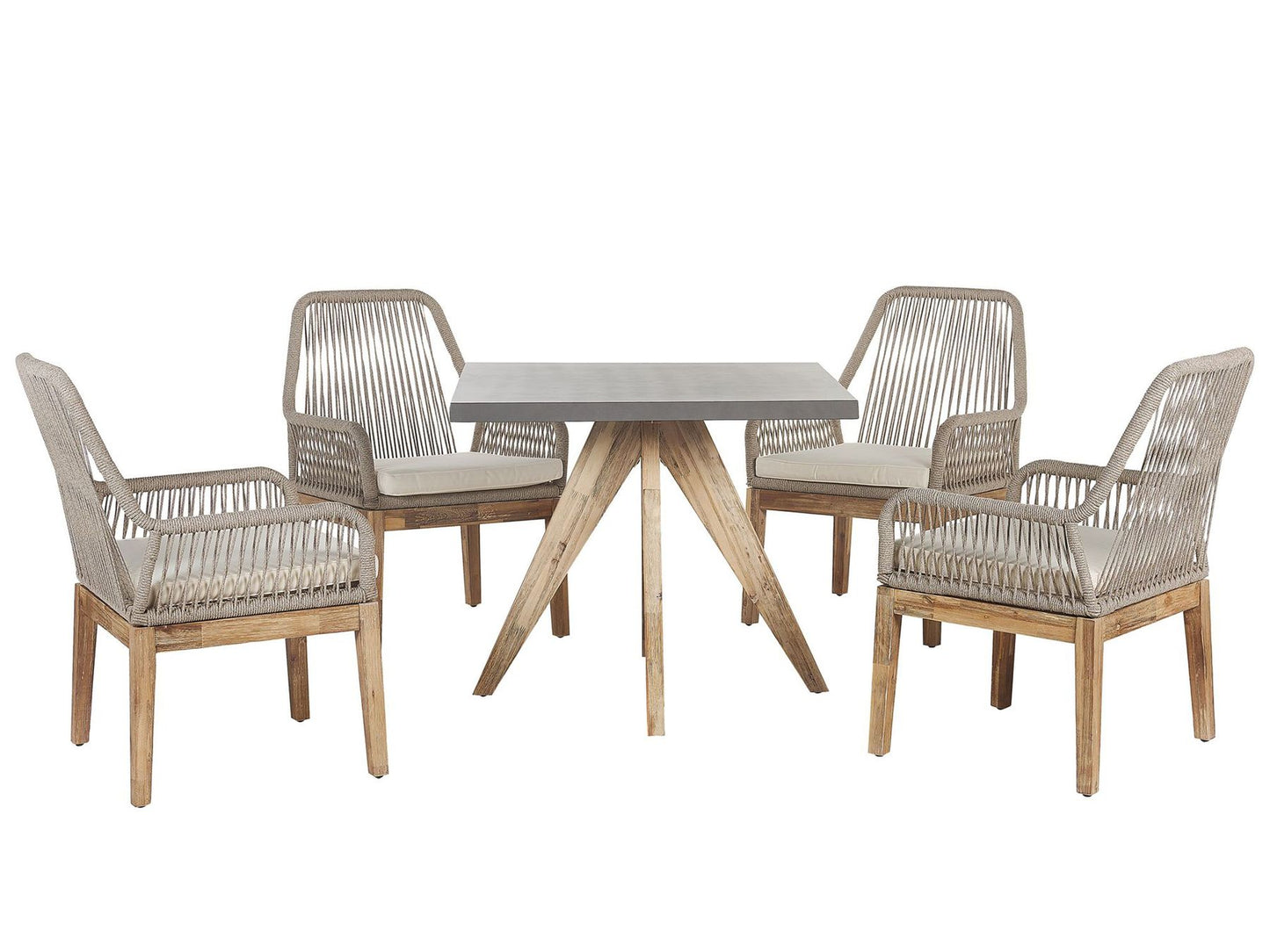 Garden Dining Set 4 Seater OLBIA with Cushions Concrete Beige