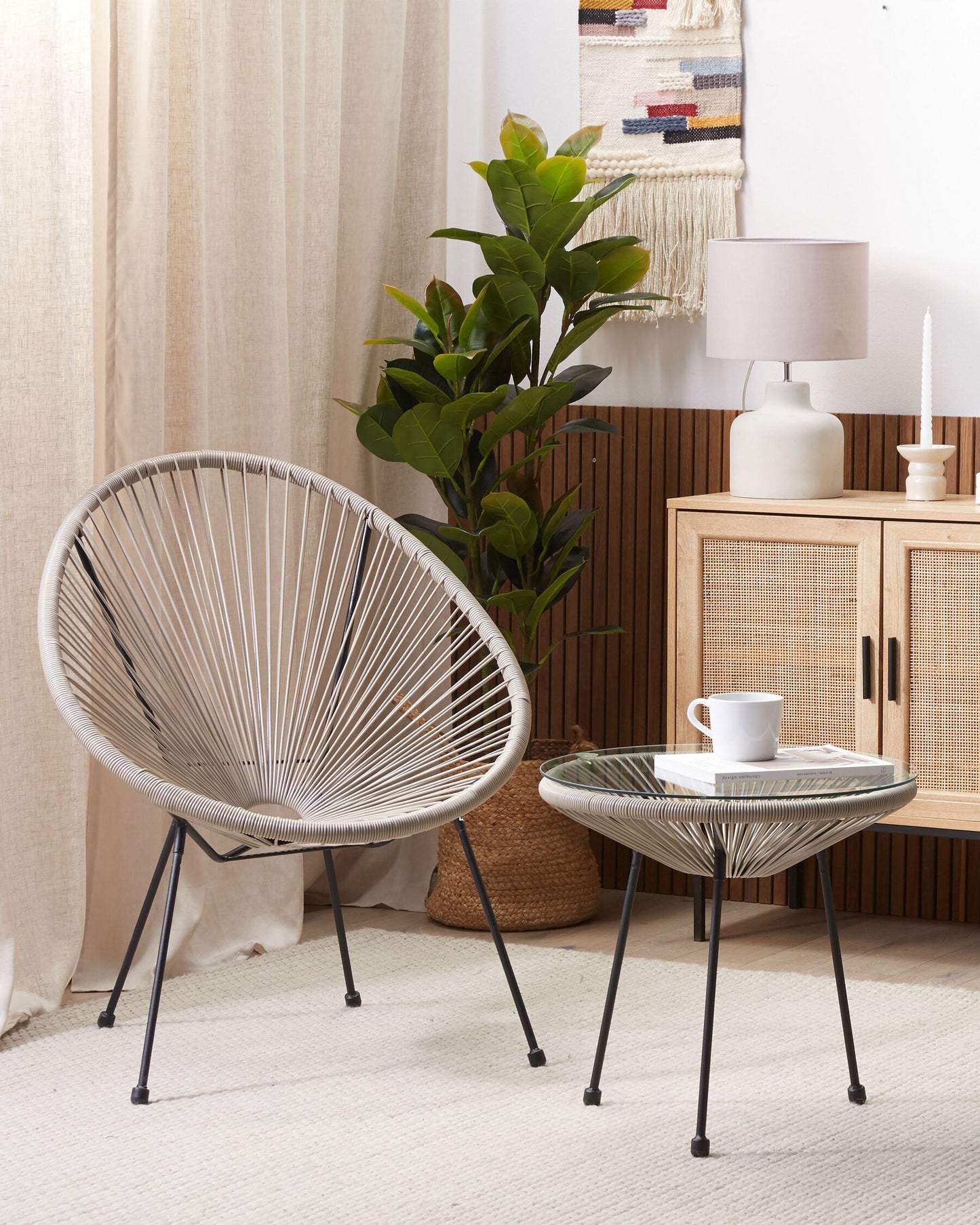 Set of 2 Garden Chairs ACAPULCO II PE Rattan Light Grey