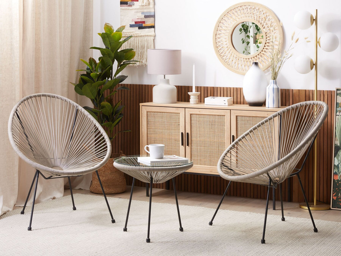 Bistro Set ACAPULCO II PE Rattan Light Grey