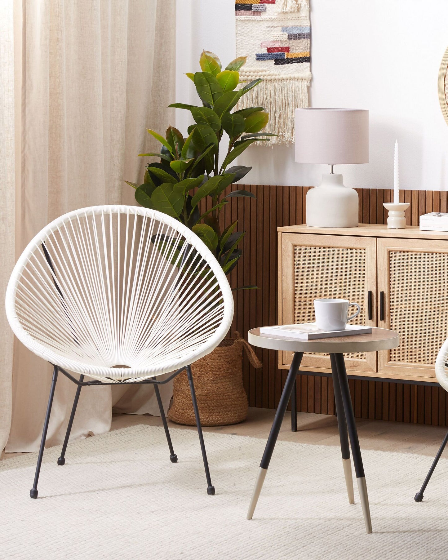Set of 2 Garden Chairs ACAPULCO II PE Rattan White