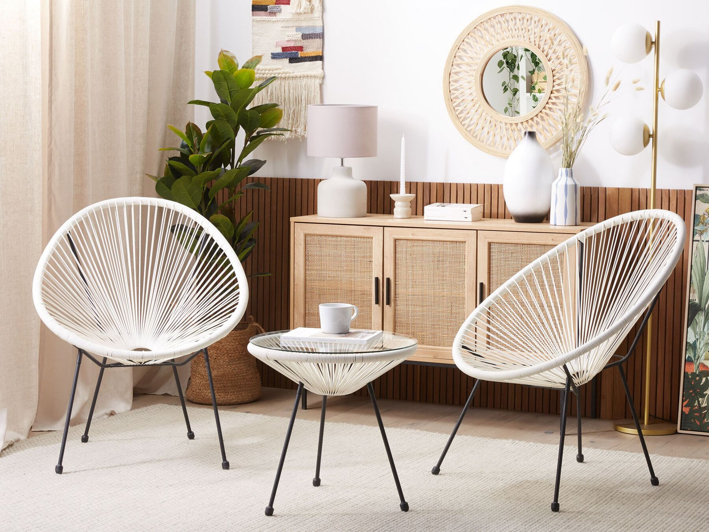 Bistro Set ACAPULCO II PE Rattan White
