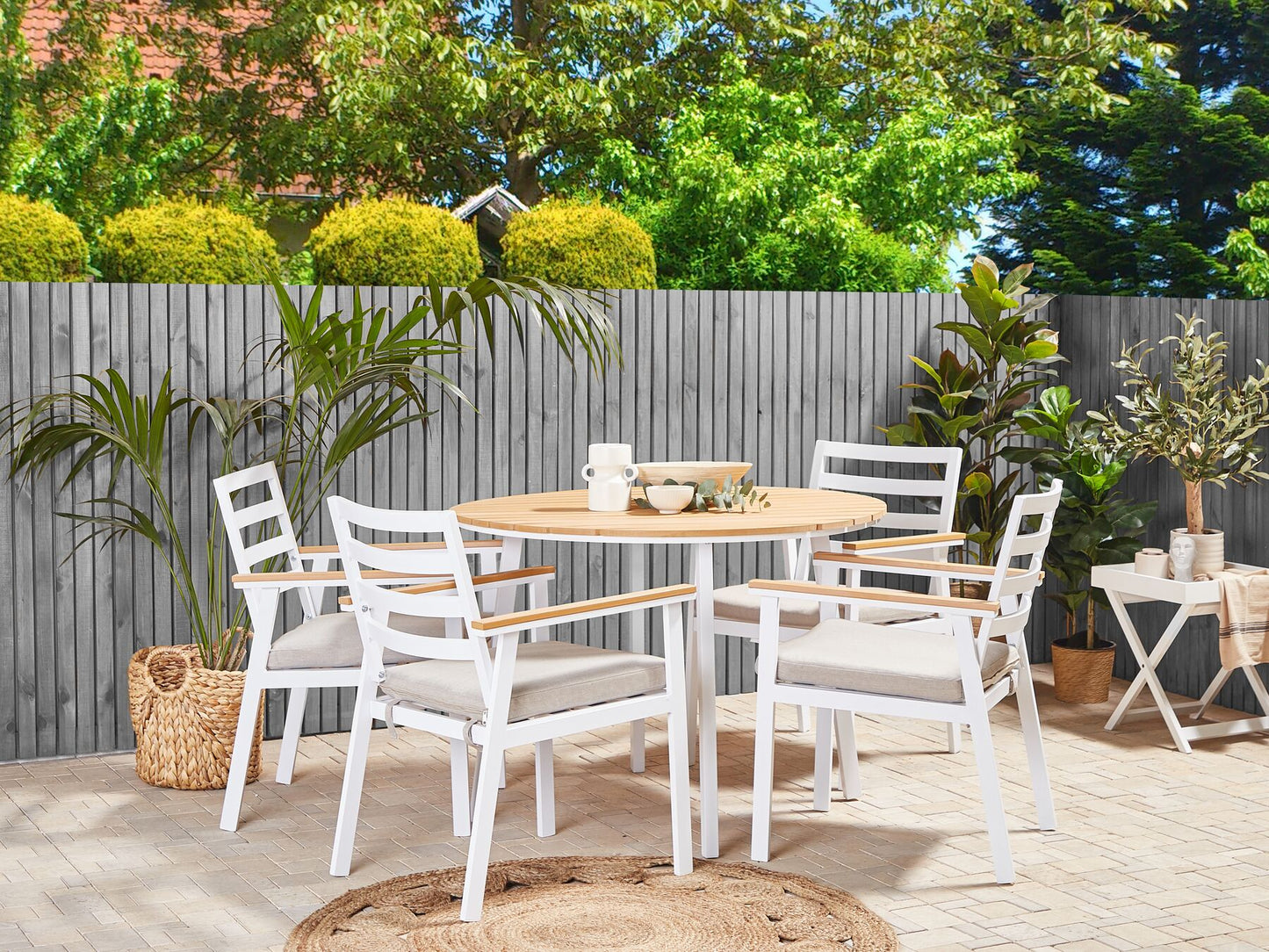 Garden Dining Set 4 Seater CAVOLI with Cushions Metal Beige
