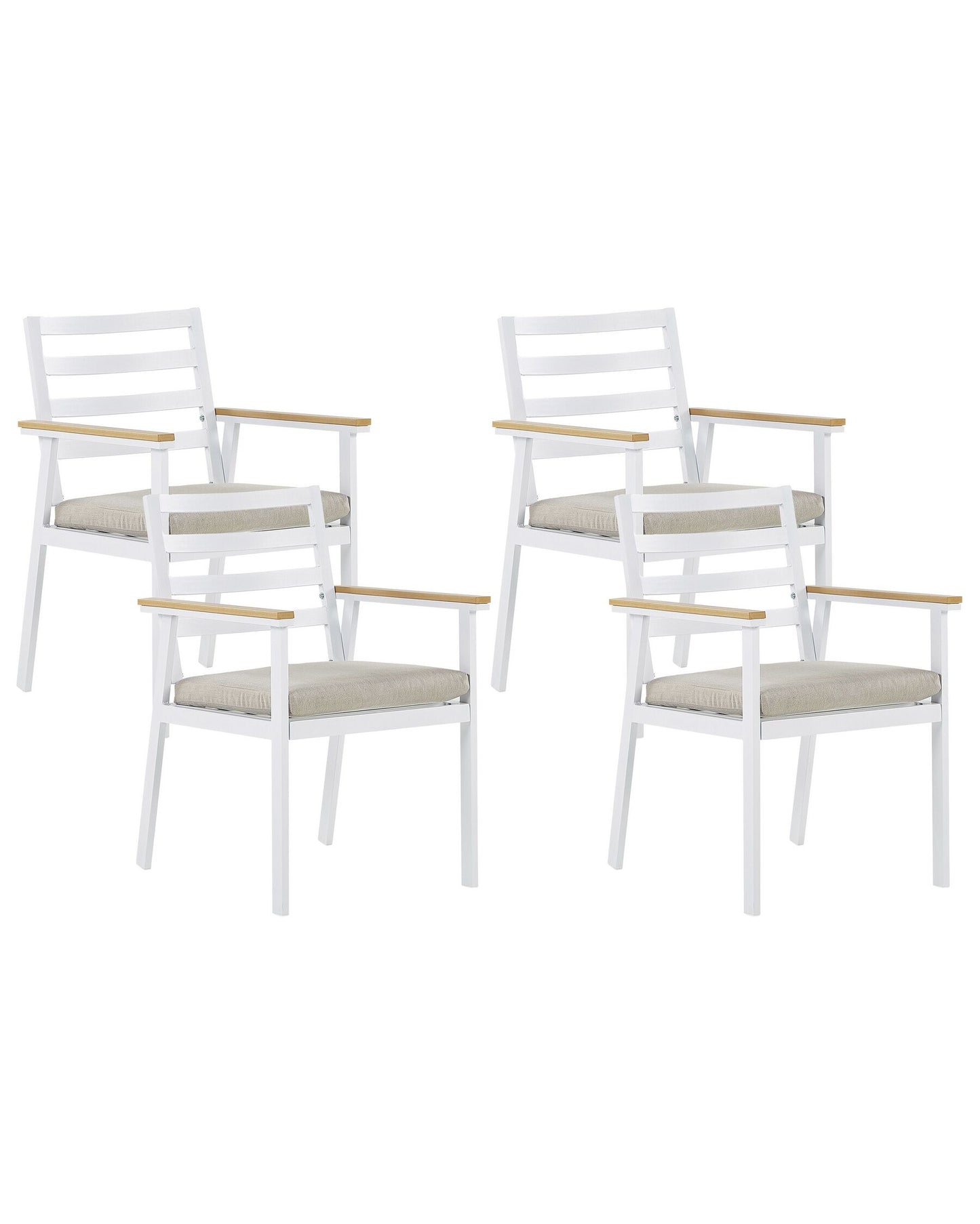 Set of 4 Garden Chairs with Cushions CAVOLI Metal Beige