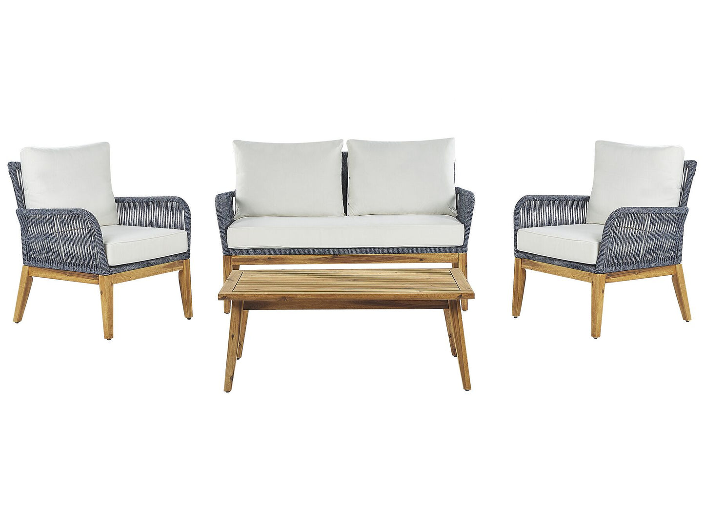 Garden Lounge Set with Table 4 Seater MERANO Acacia Wood Off-White