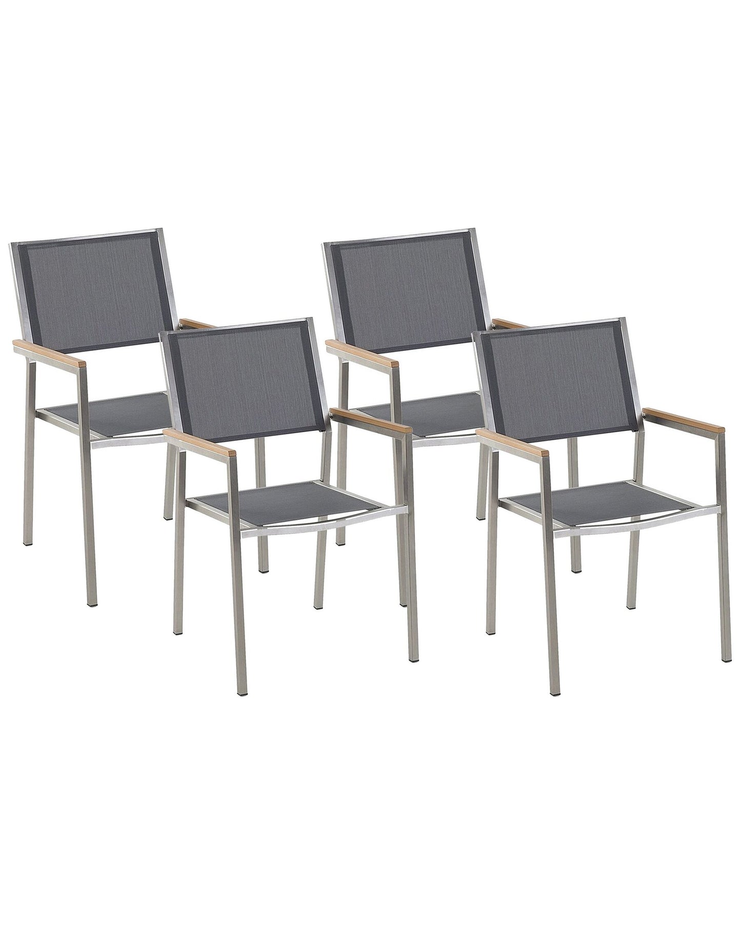 Set of 4 Garden Chairs GROSSETO Stainless Steel Grey
