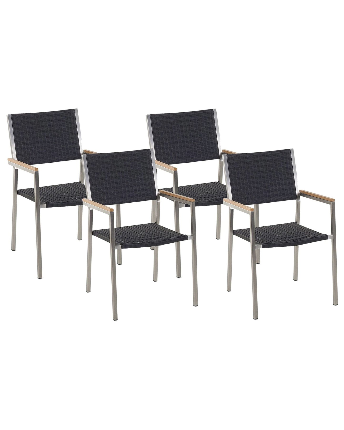 Set of 4 Garden Chairs GROSSETO PE Rattan Black