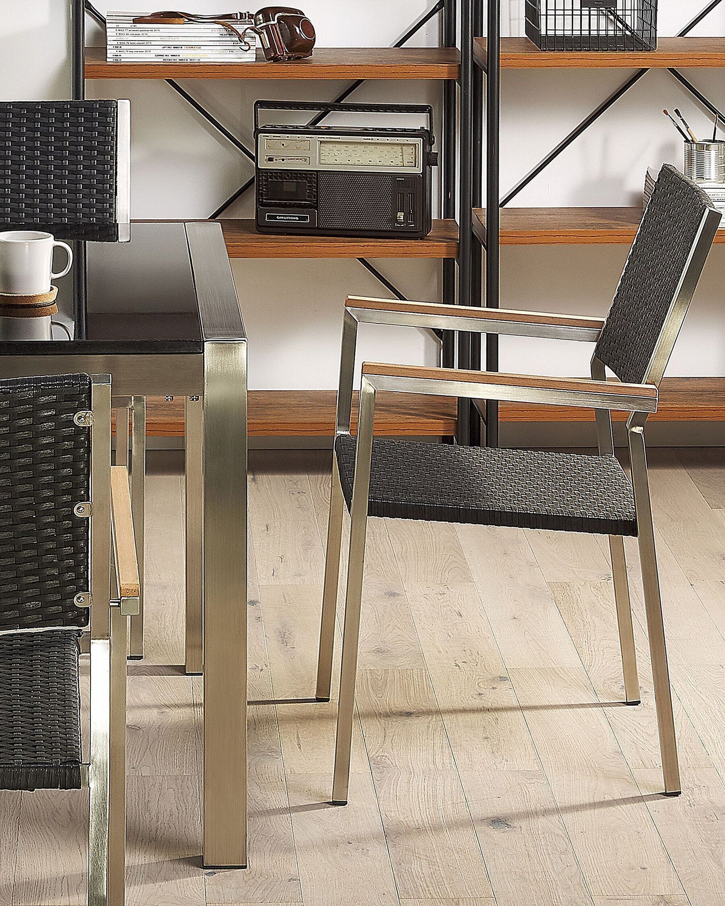 Set of 4 Garden Chairs GROSSETO PE Rattan Black