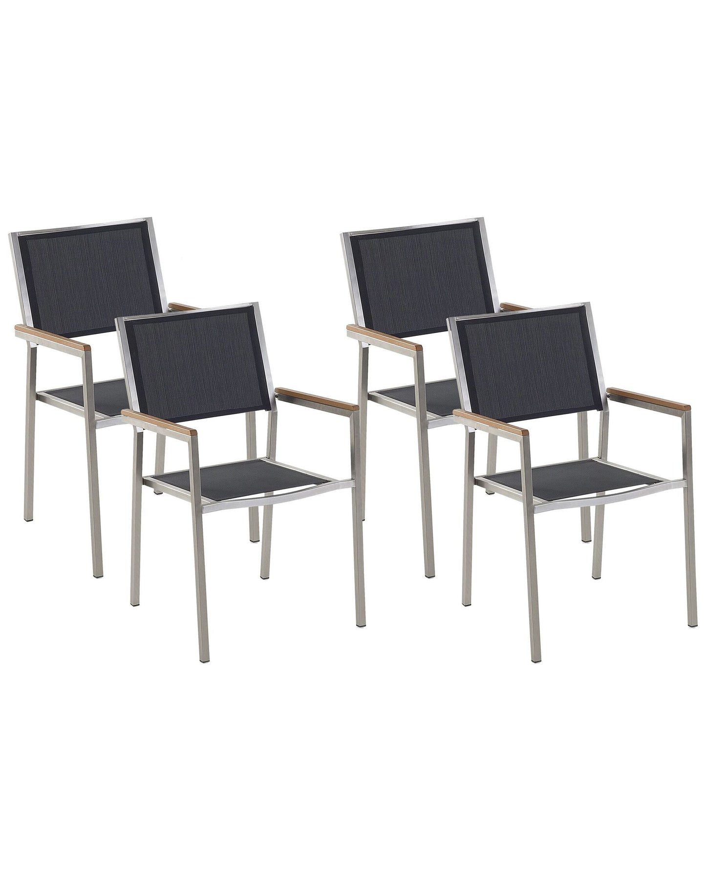 Set of 4 Garden Chairs GROSSETO Stainless Steel Black