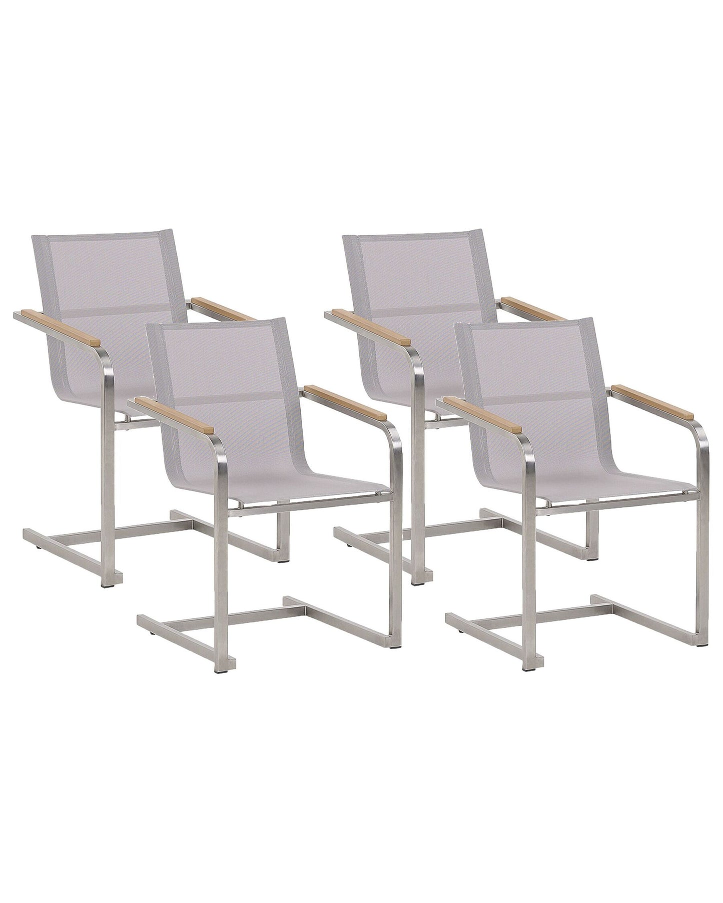 Set of 4 Garden Chairs COSOLETO Stainless Steel Beige