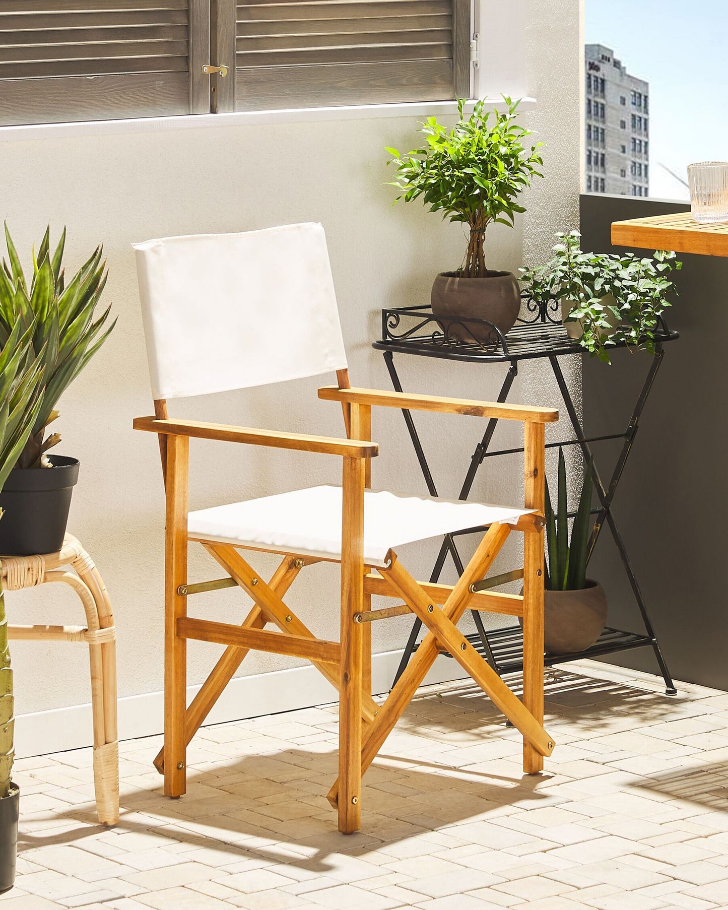 Set of 2 Garden Chairs CINE Acacia Wood White