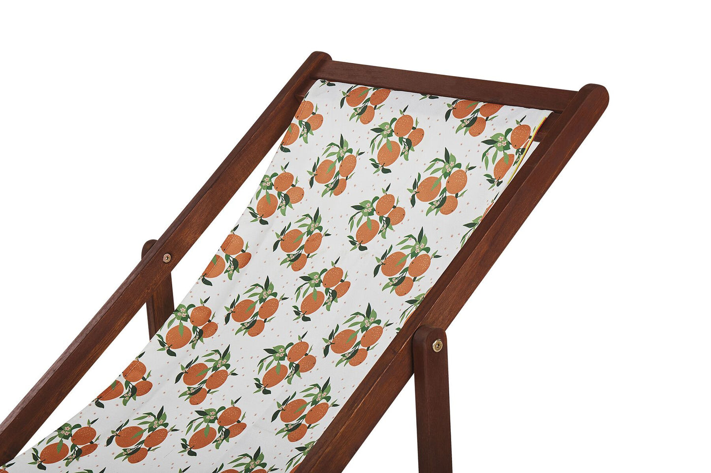 Set of 2 Folding Deck Chairs ANZIO Floral Motif with Replacement Fabrics Acacia Wood Dark Brown