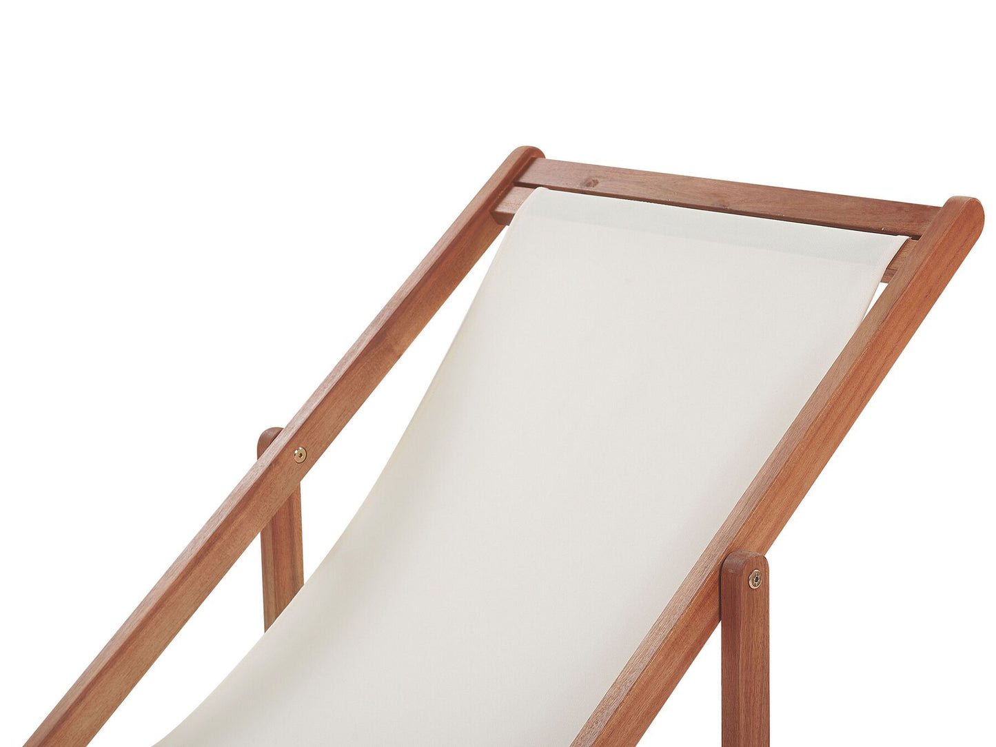 Set of 2 Acacia Folding Deck Chairs and 2 Replacement Fabrics Dark Wood with Off-White / Olives Pattern ANZIO
