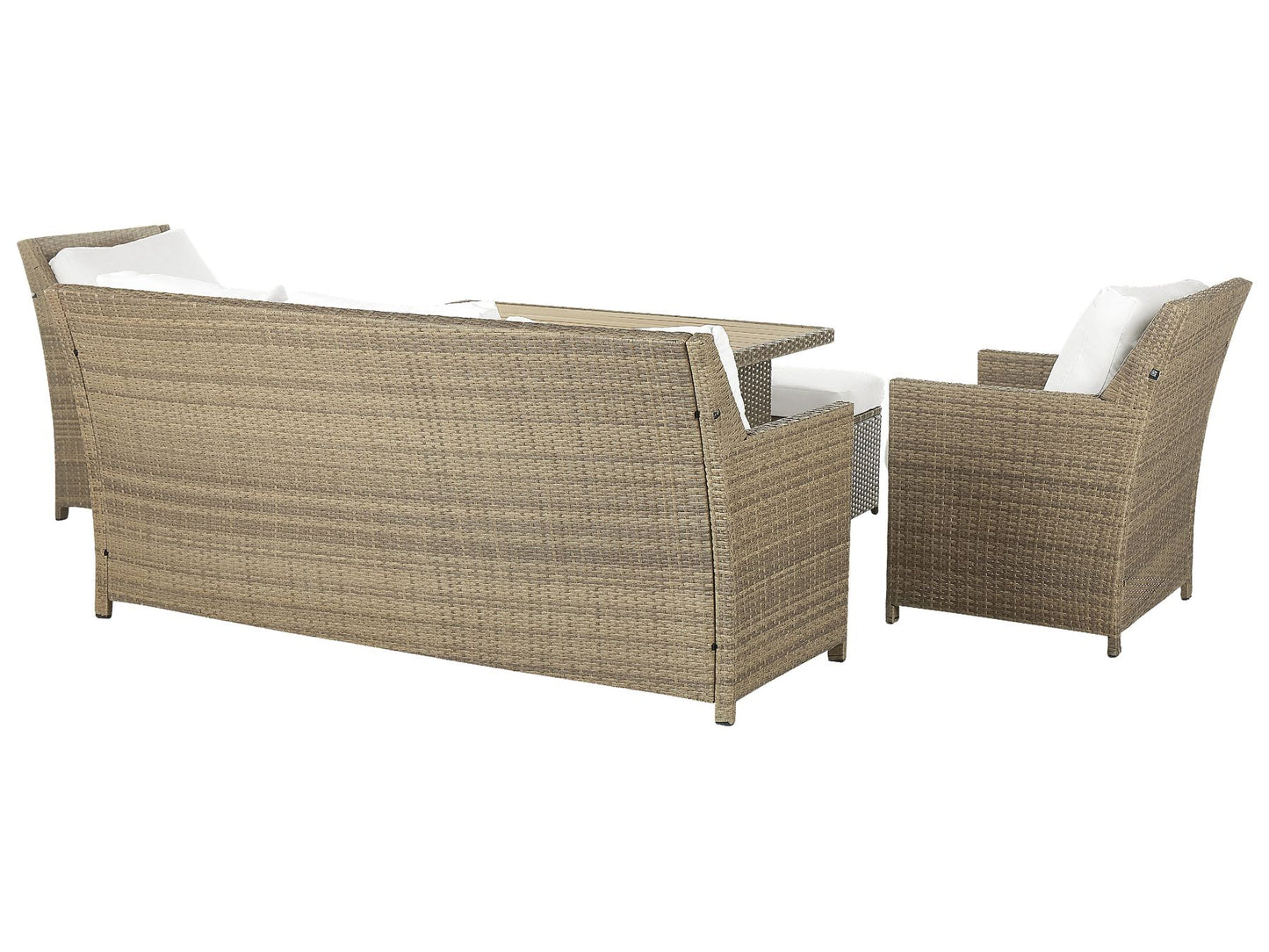 Garden Lounge Set with Table and Ottoman 5 Seater FONTI with Cushions PE Rattan Brown
