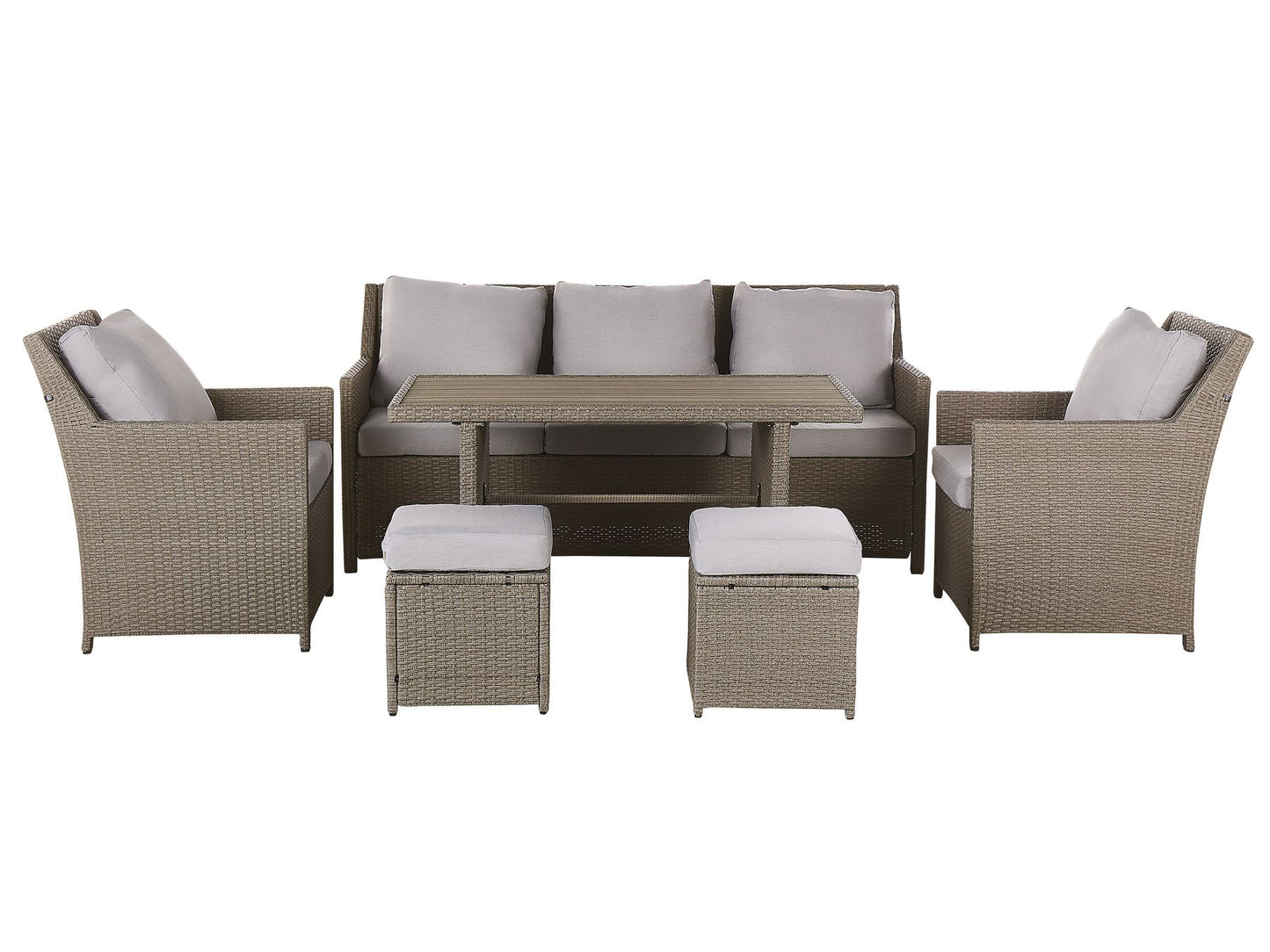 Garden Lounge Set with Table and Ottoman 5 Seater FONTI with Cushions PE Rattan Taupe