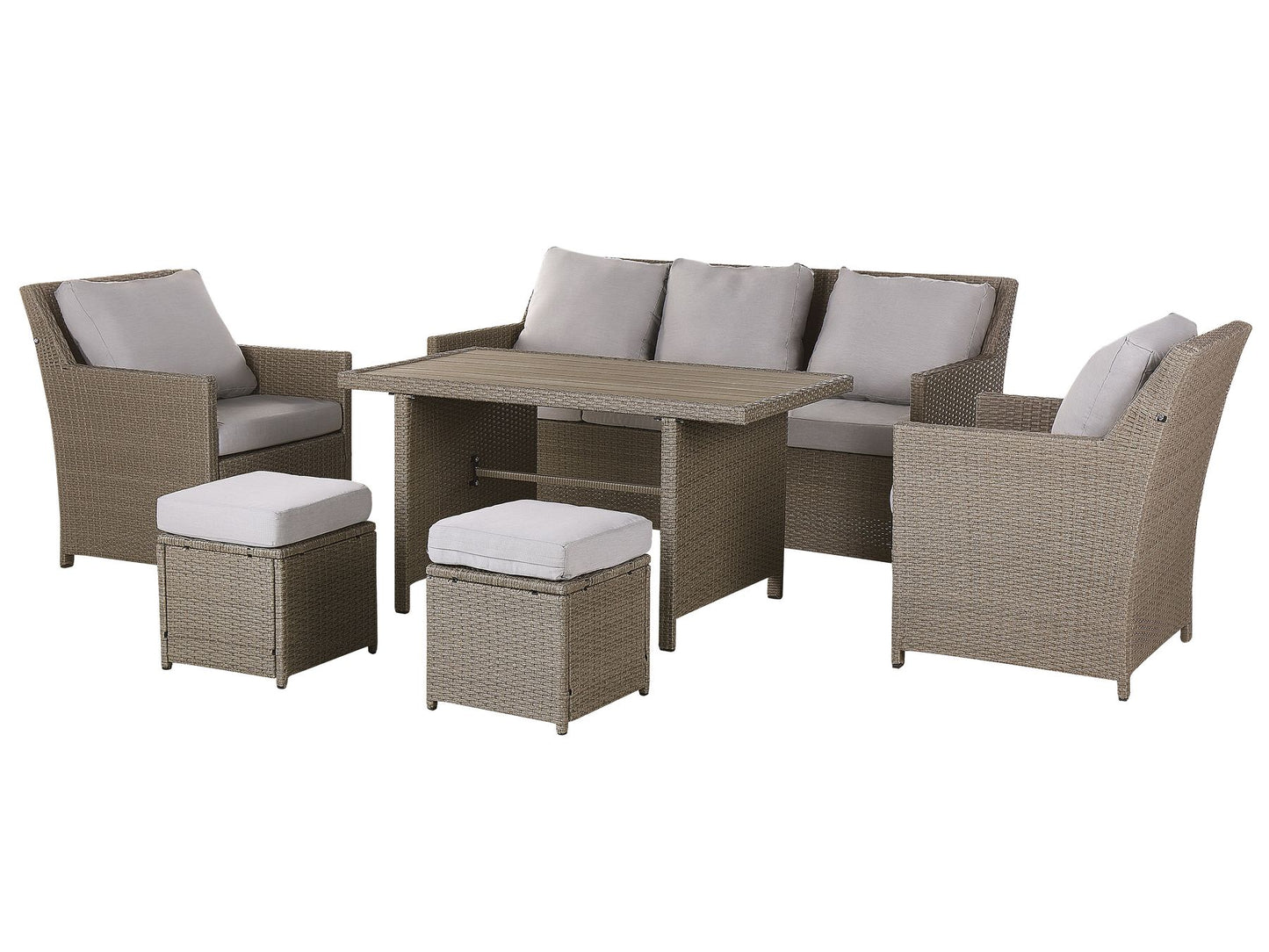 Garden Lounge Set with Table and Ottoman 5 Seater FONTI with Cushions PE Rattan Taupe