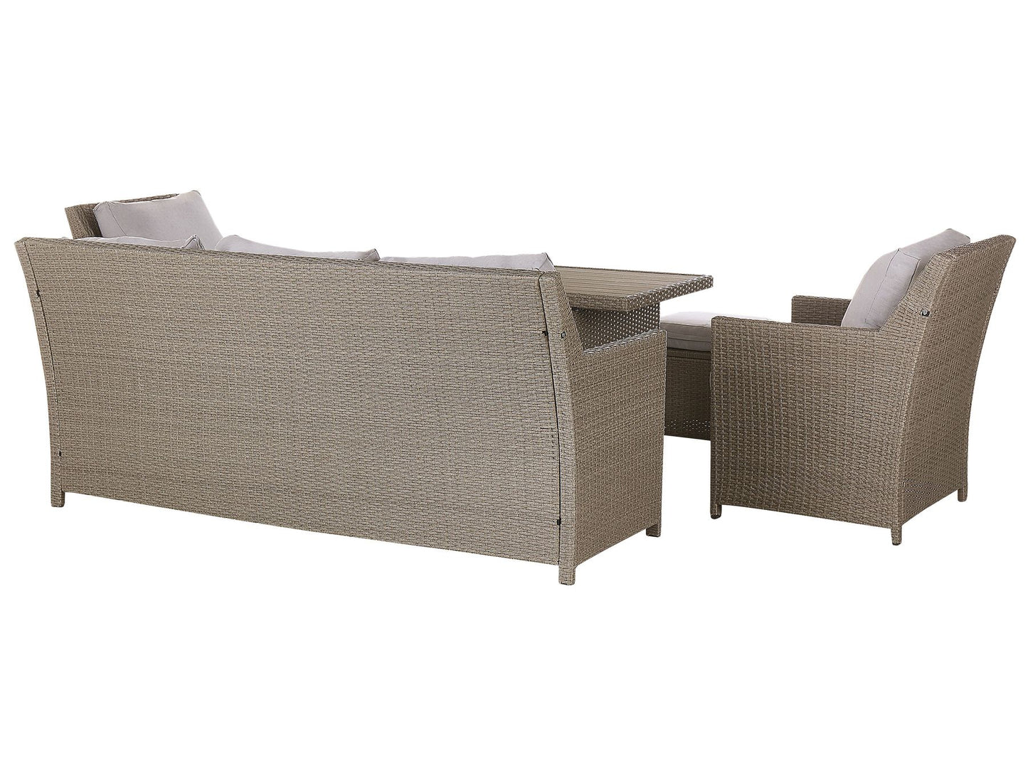 Garden Lounge Set with Table and Ottoman 5 Seater FONTI with Cushions PE Rattan Taupe
